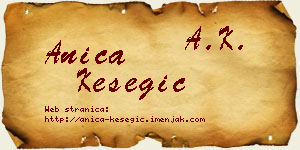 Anica Kesegić vizit kartica